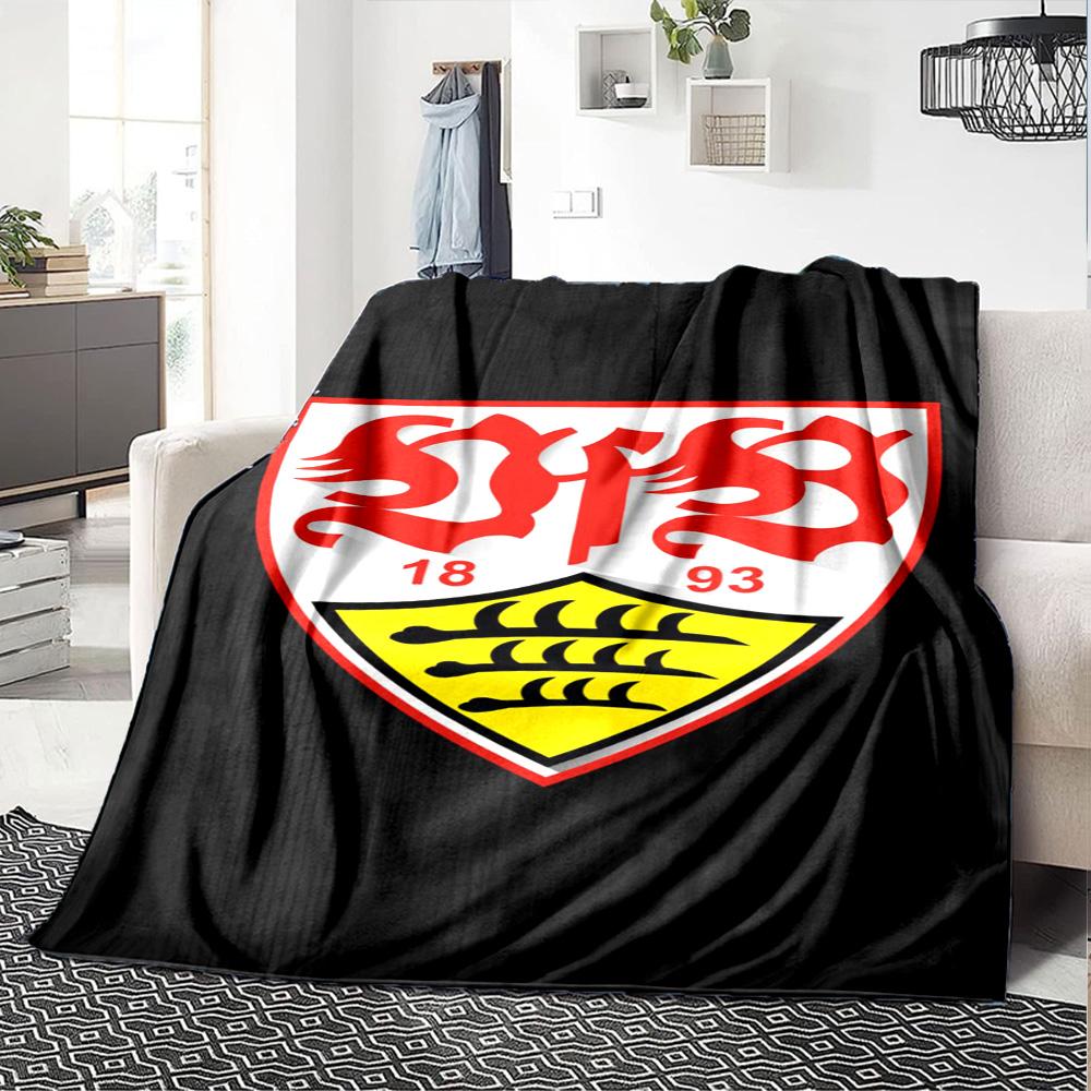 VfB Stuttgart Football Club Flannel Throw Blanket, Soft Warm Sofa Bed Cover, Soccer Fan Home Decor Gift for Living Room Bedroom