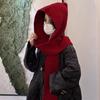 Korean Balaclafa Hat Scarf One Piece Women's Two piece Set Autumn and Winter Hooded Scarf Warm Cloak Knit Hat