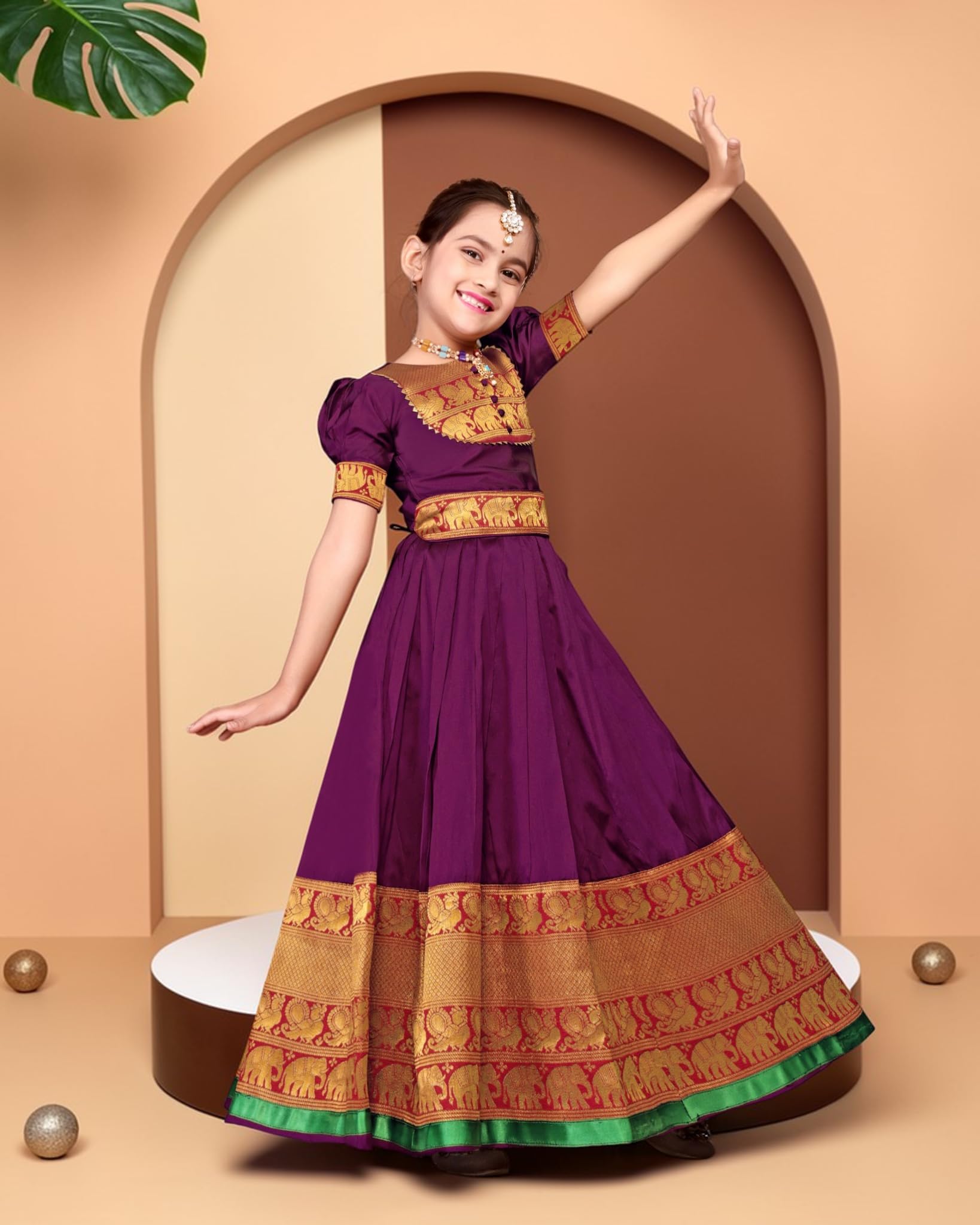 DRIJHA Girl`s Traditional Silk Pattu Gown