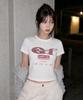 ESCAPEFROM Pink Leopard Escf Logo Collage Print Slim Fit Short Sleeve T-Shirt Ivory