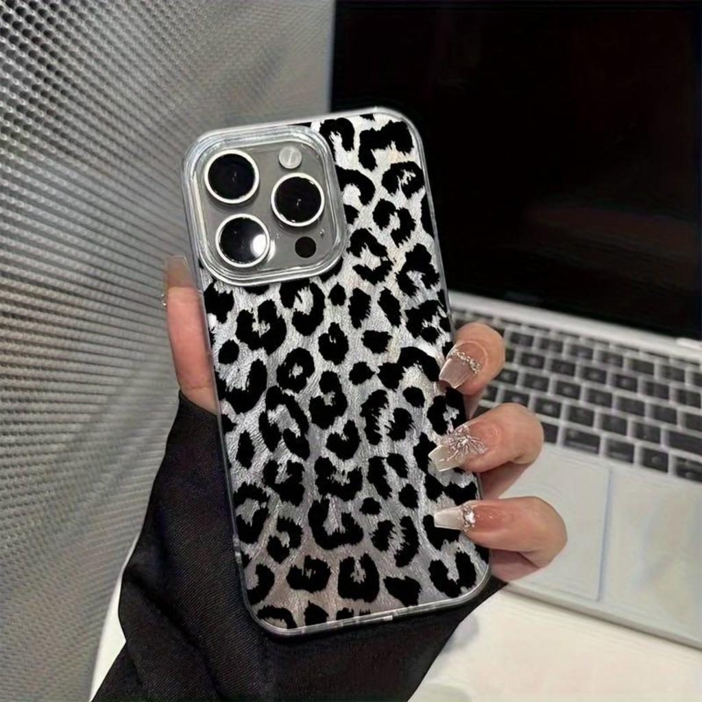 Korean Ins Stylish Leopard Print Texture Feather Yarn Phone For iPhone 16 17 Air 15 14 13 12 11 ProMax Shockproof Soft Case