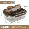 LocknLock 1020ml 2-Compartment Glass Lunch Box with Cutlery