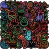 50 Cartoon Halloween Neon Doodle Stickers Personalized Decorative Guitar Notebook Suitcase DIY Waterproof