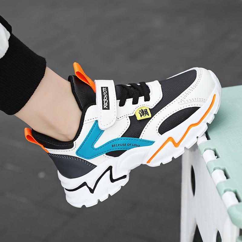 Children's sports shoes New medium and older children's mesh breathable leather waterproof non-slip lightweight boys and girls running shoes