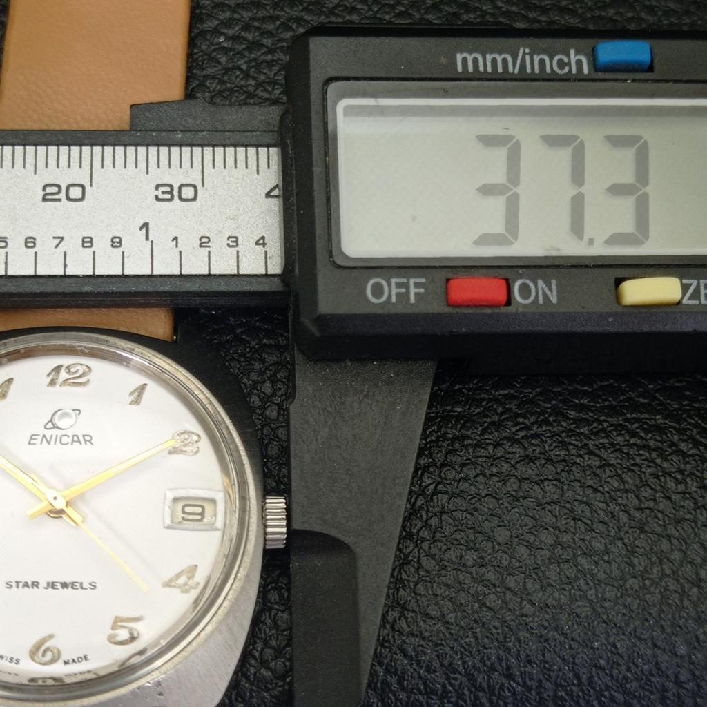 VINTAGE ENICAR STAR JEWELS AUTOMATISK 167 SCHWEIZISK HERRKLOCKA VIT TAVLA a700139-5