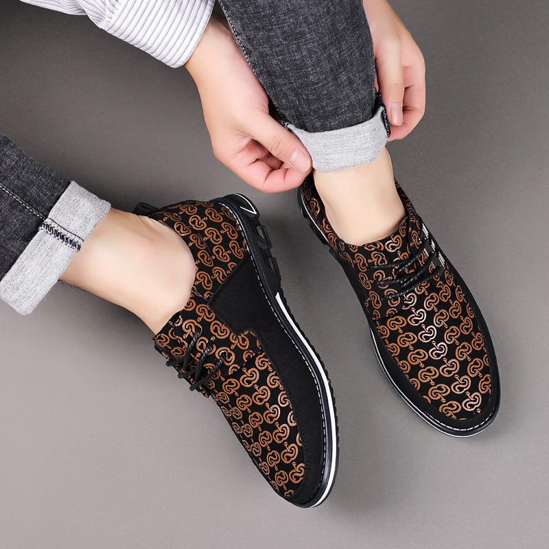 Trendy Men s Casual Leather Lace-up Shoes, Sizes 48-53, In Stock 39 черно-золотой
