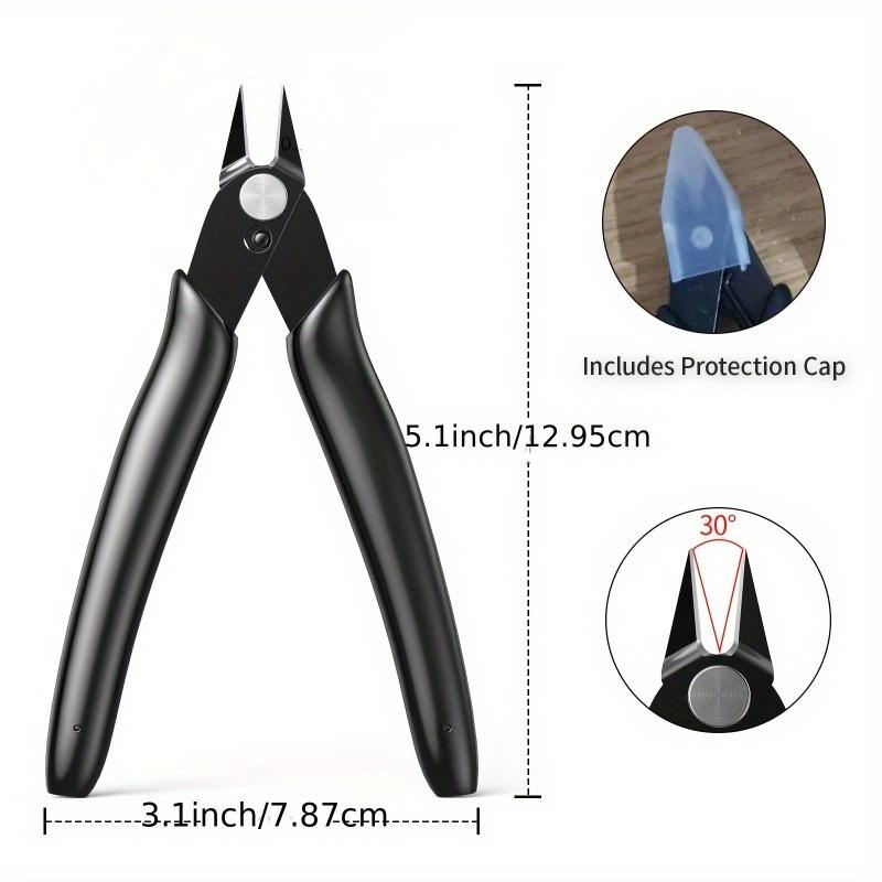 2pcs Precision Flush Cut Nippers - 5" Stainless Steel Wire Cutters with Black Plastic Handles for Jewelry, 3D Printing & Zip Tie Removal