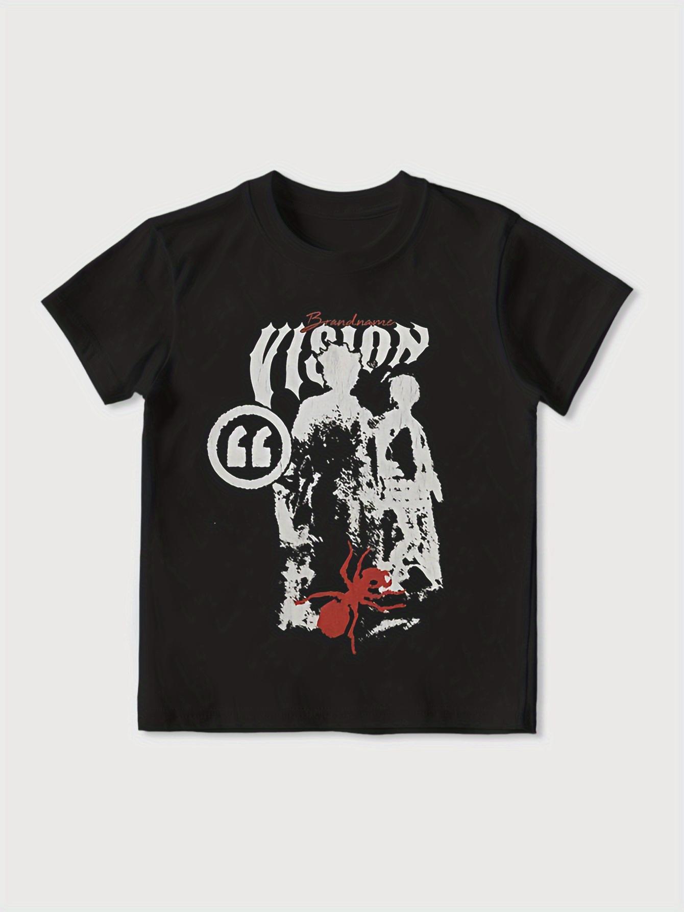 Summer Y2K dark print short-sleeved T-shirt fashion casual men s bottoming shirt short-sleeved crew neck top - Men s Summer C... S