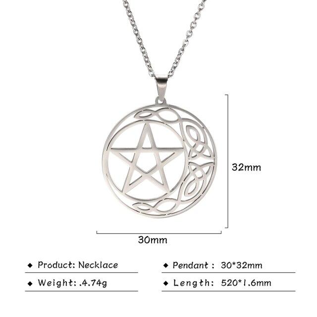 Viking Celtics Irish Knot Pentagram Necklaces for Women Men Stainless Steel Jewelry Vacuum Gold Color Amulet Boyfriend Gift
