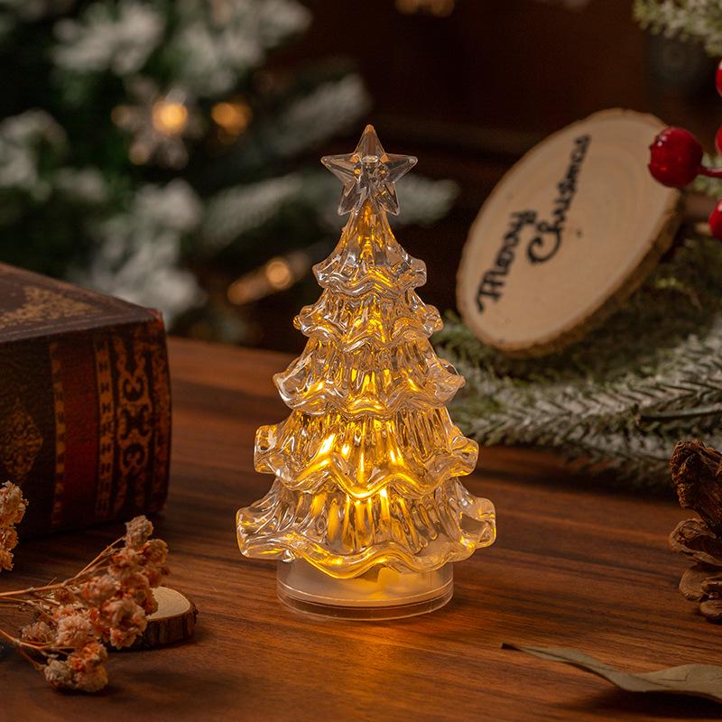 LED Mini Christmas Tree Ornament: Desktop Crystal Night Light for Holiday Decor