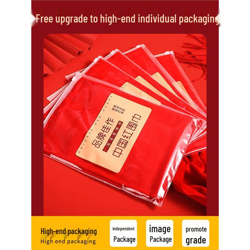 Custom Logo Embroidered Red Scarf for Company Annual Meeting and Team Building Activities Standard