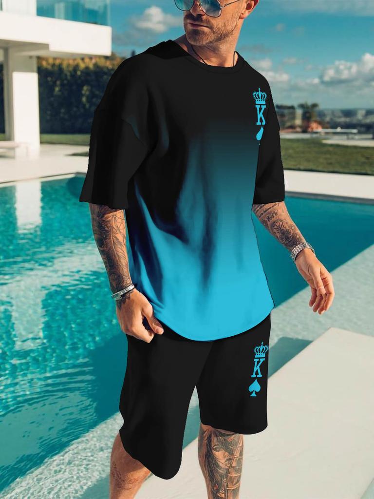 Casual Sports Suit Breathable Outdoor Men's T-shirt Shorts Summer 3D Printed Adult Suit