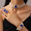 Set di Gioielli Multi-Strato in Perle e Cristalli Moda Europea & Americana: Collana, Orecchini e Bracciale