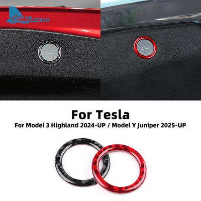 Real Soft Carbon Fiber Trunk Switch Button Frame Trim Sticker for Tesla Model 3 Highland 2025 Model Y Juniper 2025 Accessories
