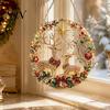 Festive Indoor Winter Ornament Christmas Faux Diamond Art Kit, Santa Angel Sun Catcher DIY Acrylic Sparkling Holiday Home Decor Round