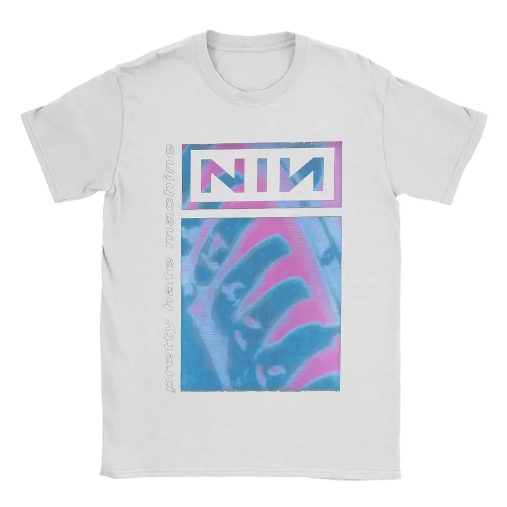 Blue and Purple NIN Nine Inch Nails T-Shirts for Men Funny Pure Tees Crewneck Short Sleeve T Shirt Adult Clothes