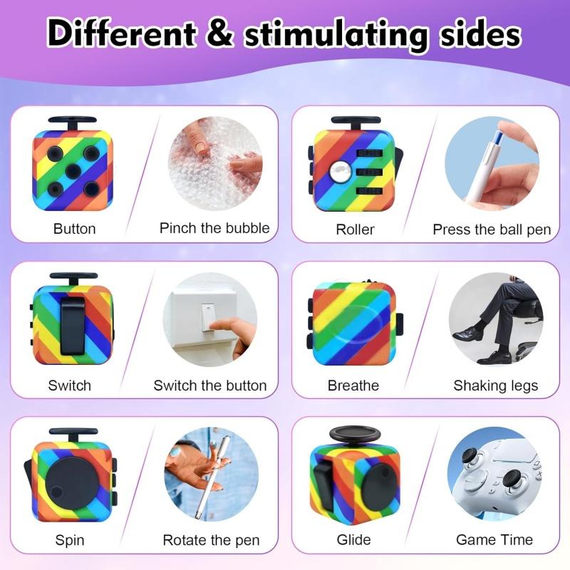 Fidget Cube for Adults, 6 Sided Sensory Anxiety Relief Toys for ADHD, Autism-Cool Handheld Fidget Gadgets for Stress and Focus