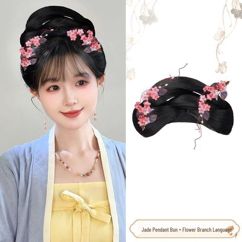 Ming Dynasty Hanfu Clip-in Hair Bun: Silk Wig for Ancient Costume Hairstyles
