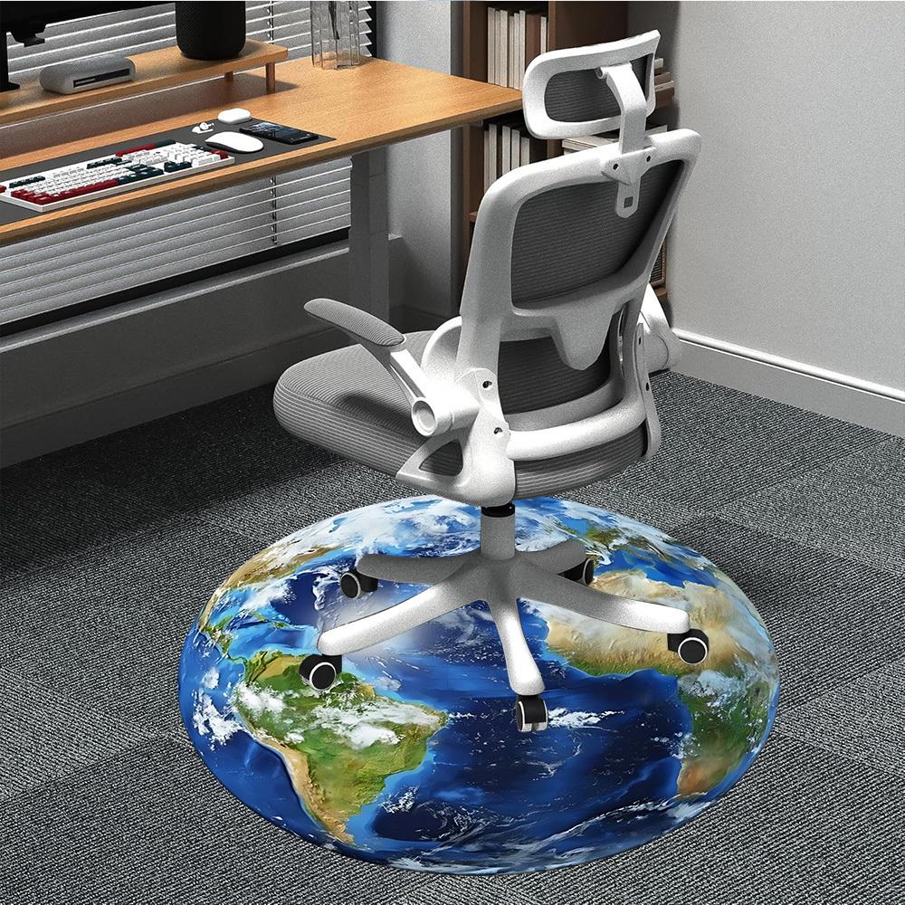 

1pc Earth Globe Chair Carpet for Office Non-Slip, Machine Washable Rug for Office, Room - Holiday Decor, Machine Made yy251016133 80cm by 80cm