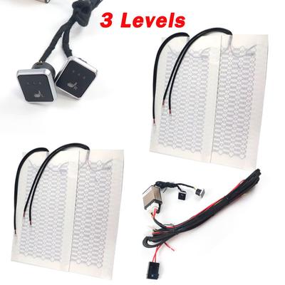 Vyhřívání autosedaček 12V Carbon Fiber/Alloy Wire Top Pads 3 Levels Dual Square Control Switch with Harness Winter warmer