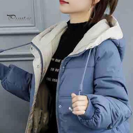 Dámský bavlněný kabát s vycpávkou, kapucí, šňůrkou na stažení, dlouhý rukáv, jednobarevný kabátek kabátek s velkými kapsami, volný střih na zip, prošívané oblečení