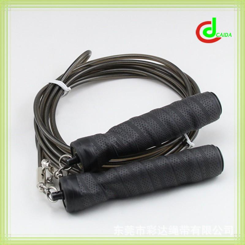 Heavy Duty Jump Rope Fitness Training With Sweat-Absorbent Handles PVC Black Transparent