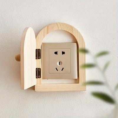 1PC Solid Wood Switch Protective Cover Wall Mounted Home Socket Decorative Frame Electric Shock Proof Cover Button Frame