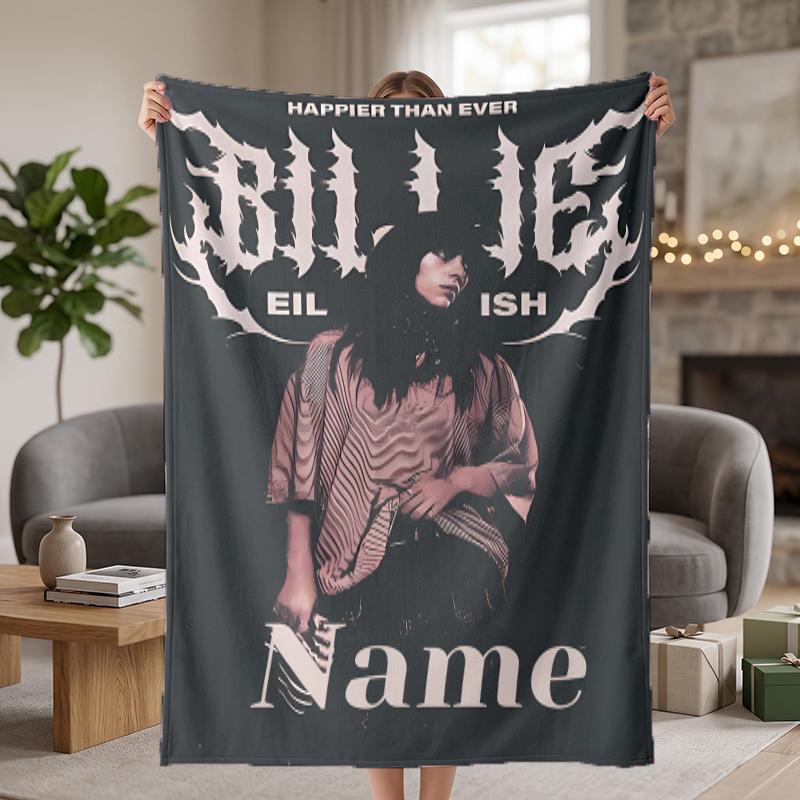 Billie Eilish Custom Flannel Blankets Soft Warm Cozy Throws for Home Decor Holiday Gifts
