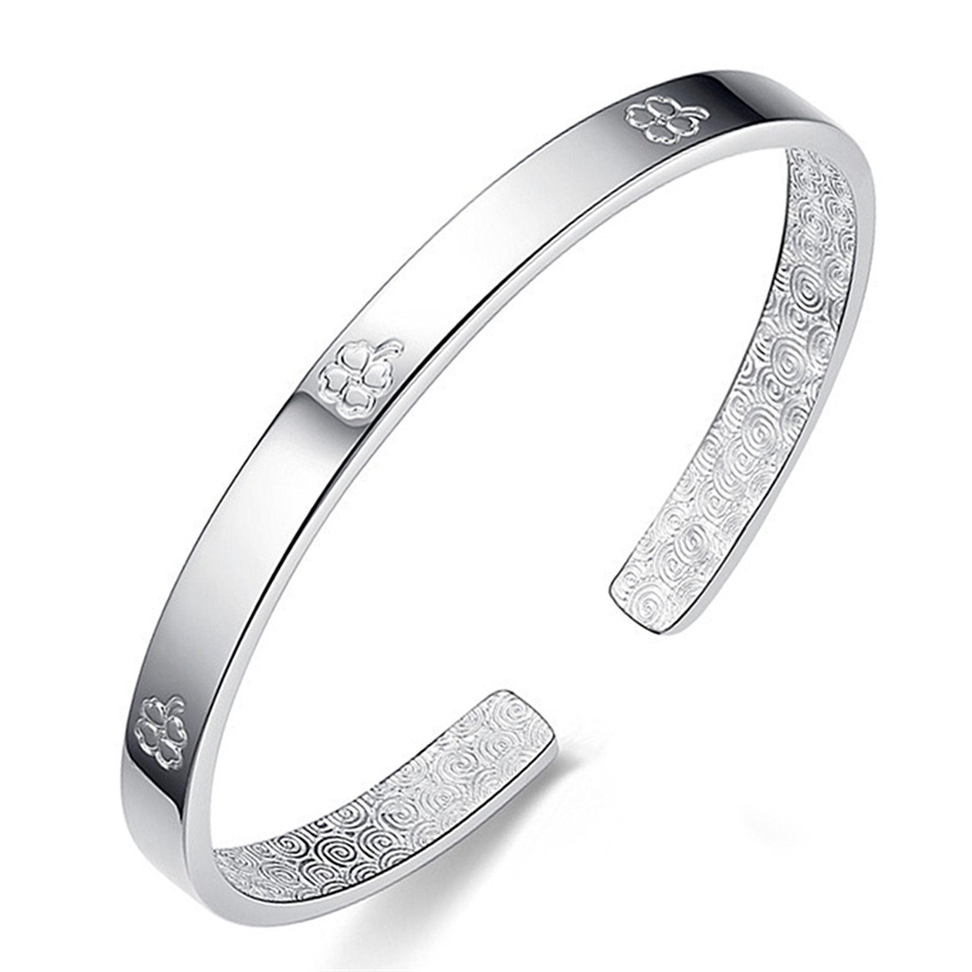 

Глянцевый корейский минималистичный браслет «Четырехлистный клевер» – Счастливый, универсальный и стильный серебряный