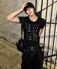 Siaosiko Crop Muscle Fit Ringer Archive Short Sleeve T-Shirt Black