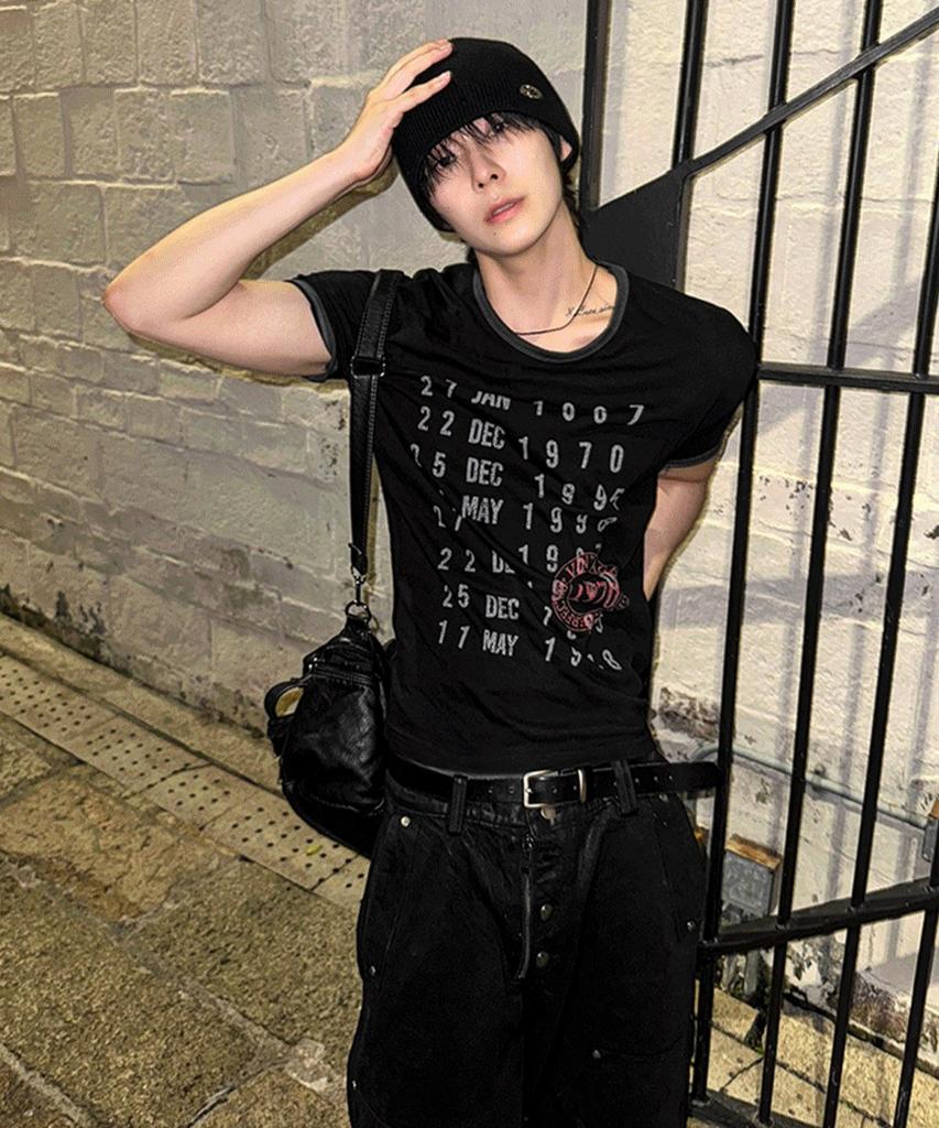 Siaosiko Crop Muscle Fit Ringer Archive Short Sleeve T-Shirt Black