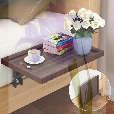 Mesa de noche plegable con estante de almacenamiento oculto Sin taladro Estante de noche de madera acoplable Organizador de mesita de noche Bandeja para cama litera
