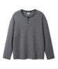 ALVINCLO Peach Stripe 3-Button Henley Neck Long Sleeve T-Shirt Avt953 (3 Colors)