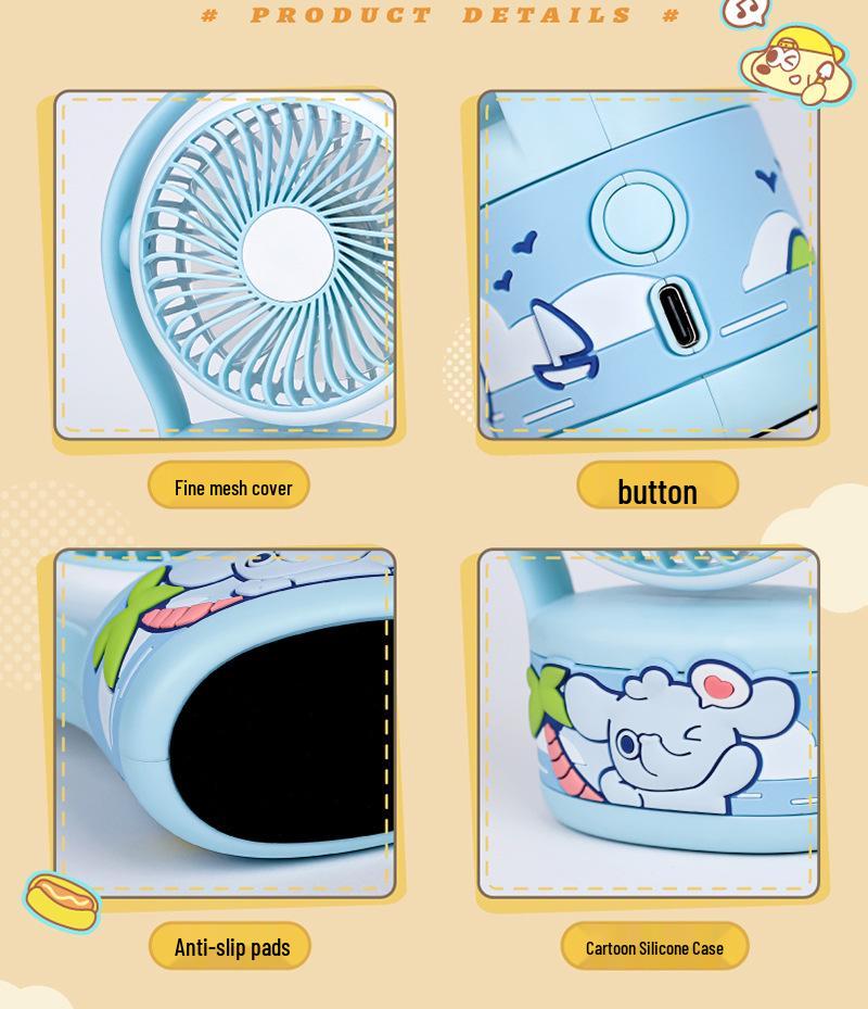 USB Rechargeable Cute Cartoon Desktop Fan: Quiet, Powerful Wind for Dorms, Offices & More