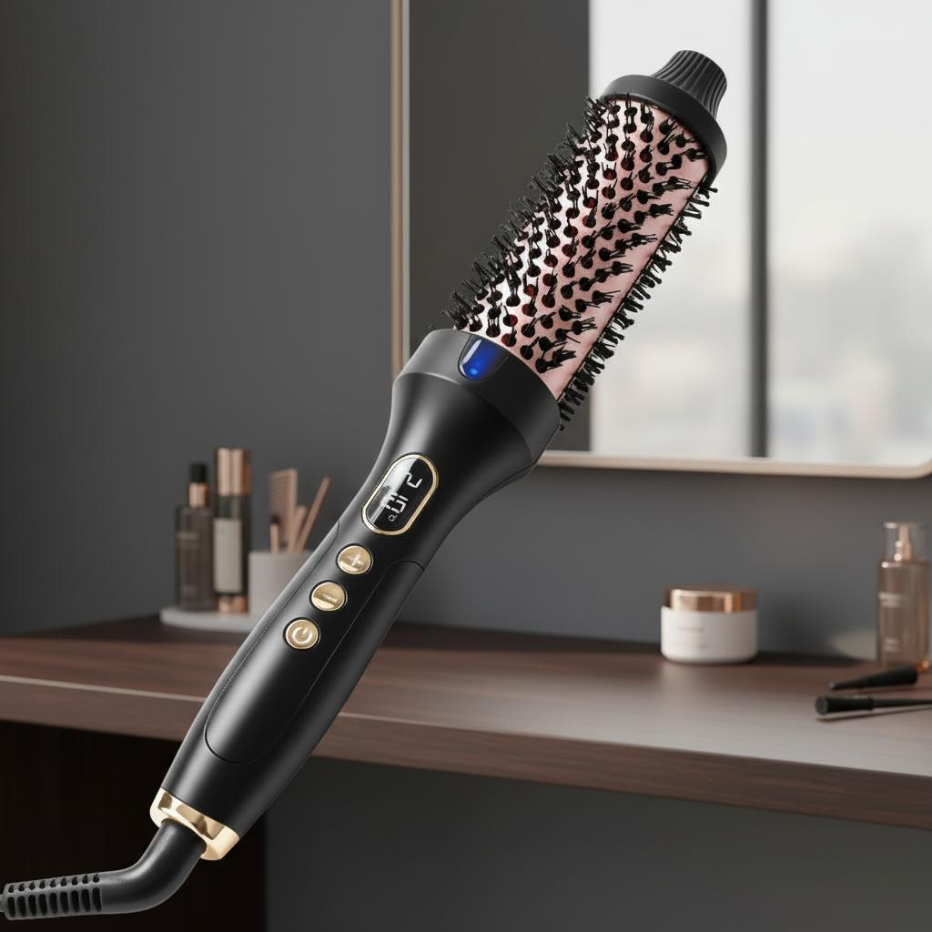Electric Curler Hair Straightener Brush 3 In 1 Hair Curling Roller Brush Negative Ion Ceramic Comb