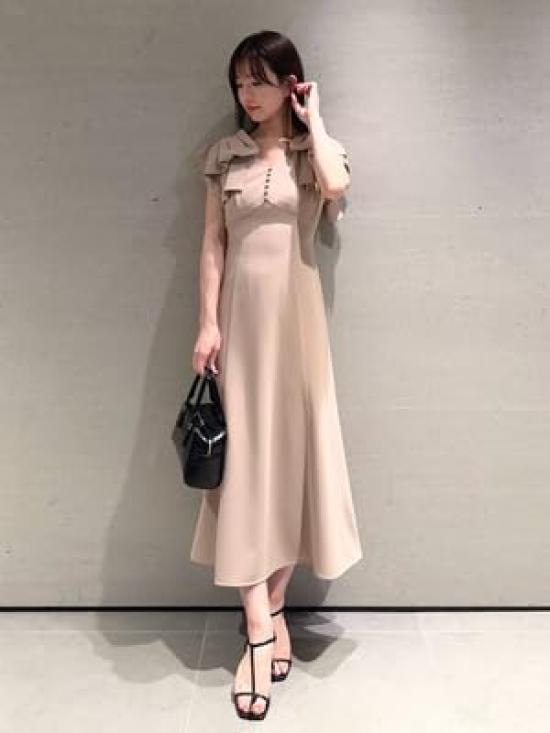 Ribbon Shoulder Dress SWFO251066 PBEG [Snidel] Women's