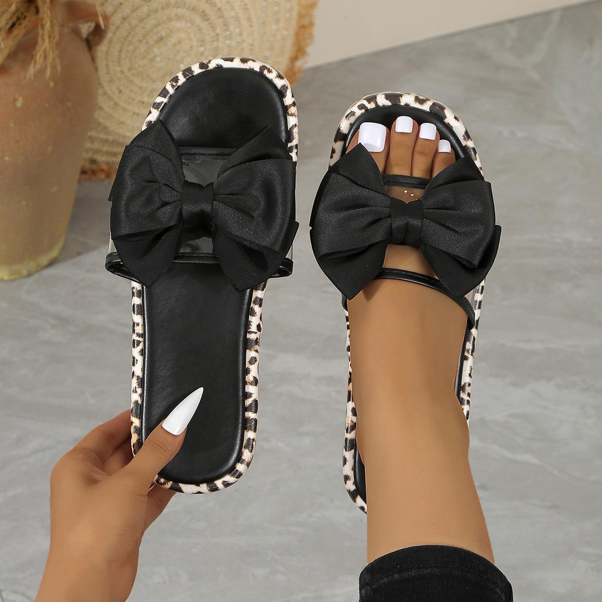 

2025 лето открытый носок прозрачный слово со шлепанцами бант леопардовый принт водонепроницаемый стол толстая подошва увеличение роста крутые шлепанцы женщины 43 чёрный