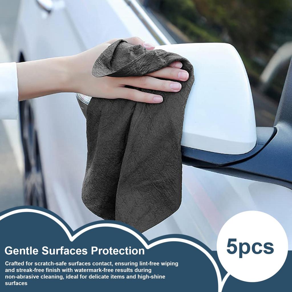 Microfiber Towels 5 Pieces Countertop Cleaner Absorbent Glass Cleaning Cloth for Lens Mirror Window Windshield Bathroom Kitchen