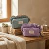Two-Tone Gingham Ruffle Edge Makeup Bag Checkered Storage Pouch Plaid Cosmetic Pouch  Daily Use