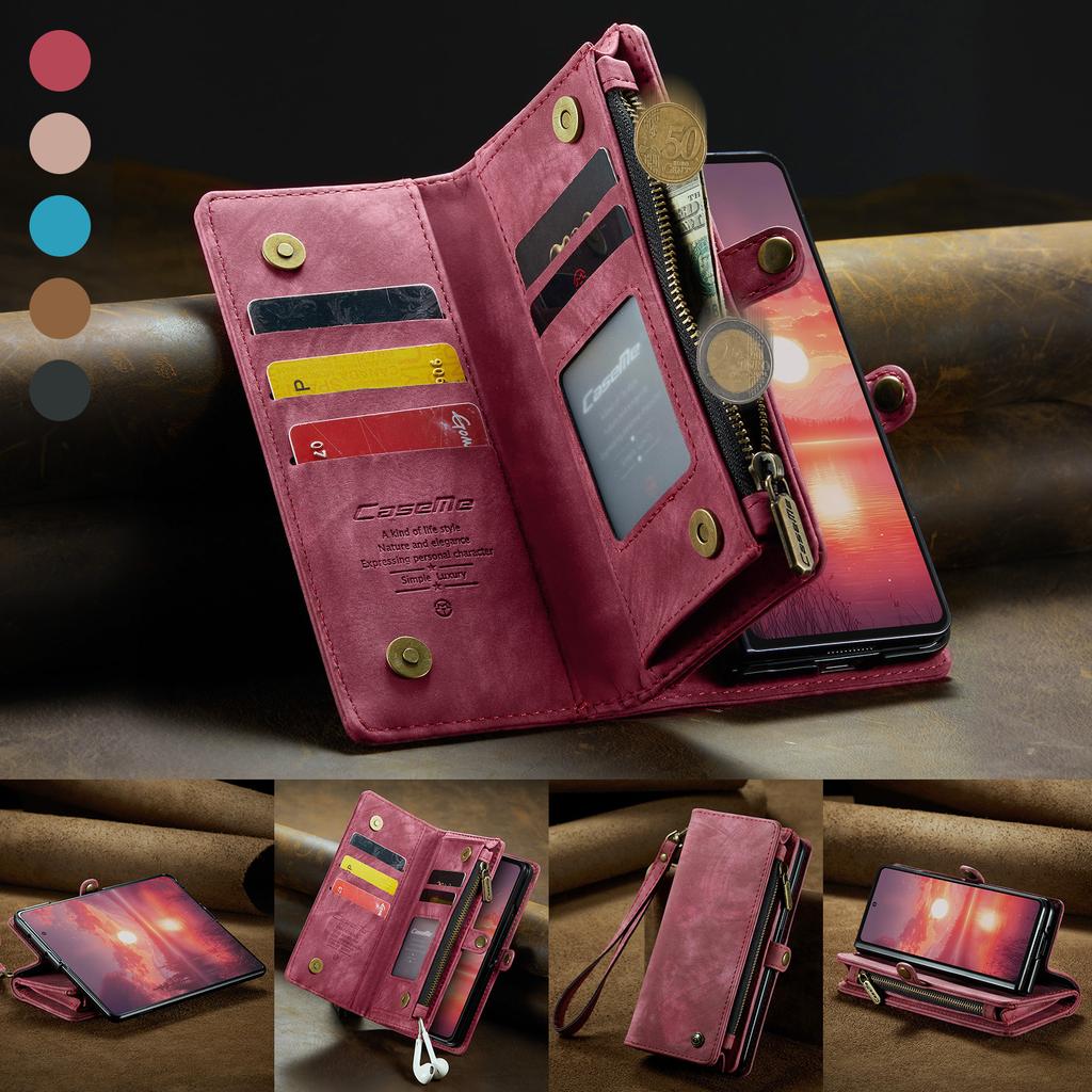 For Samsung Galaxy Z Fold7 5G Phone Cases CASEME 008 Leather Cover with Detachable Wallet and Strap