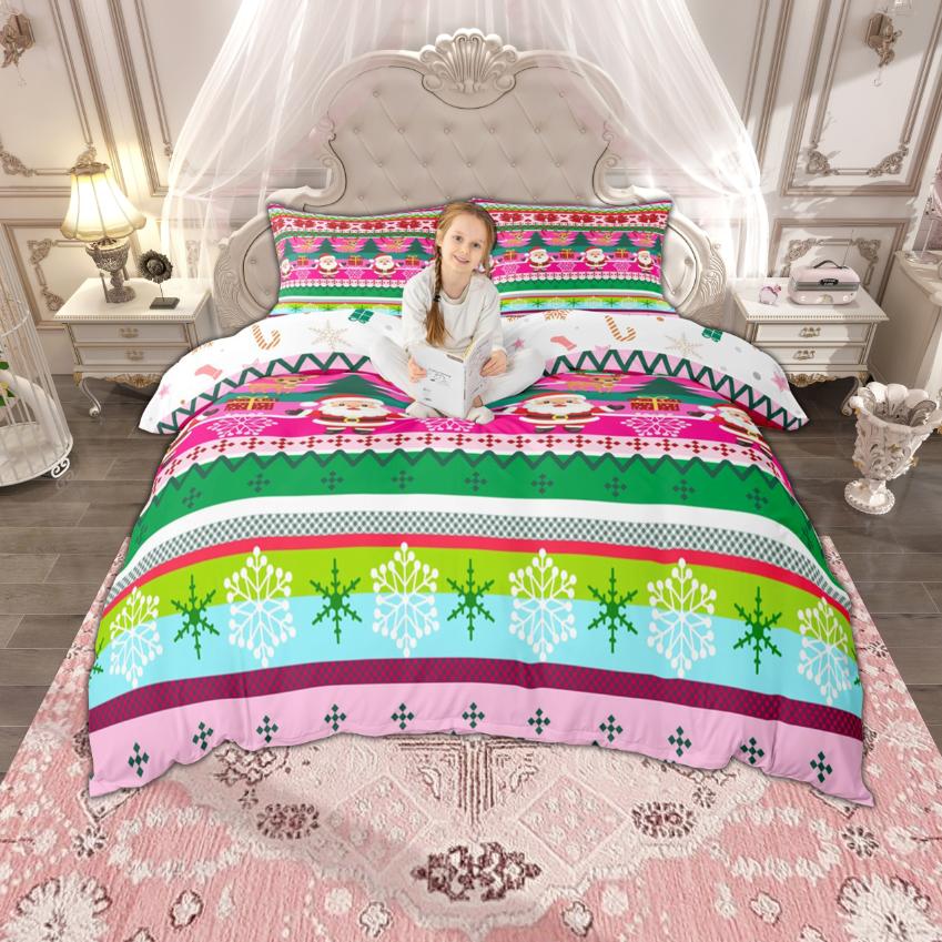 Homewish Christmas Tree Duvet Cover Set for Boys Girls, Happy New Year Bedding Set, Merry Xmas Quilt Cover Set for Kids Bedroom