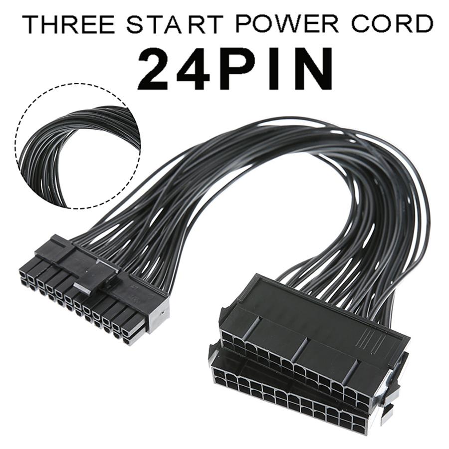 

New 30CM High Quality 24-pin Dual PSU Power Supply Cable ATX Motherboard Adapter