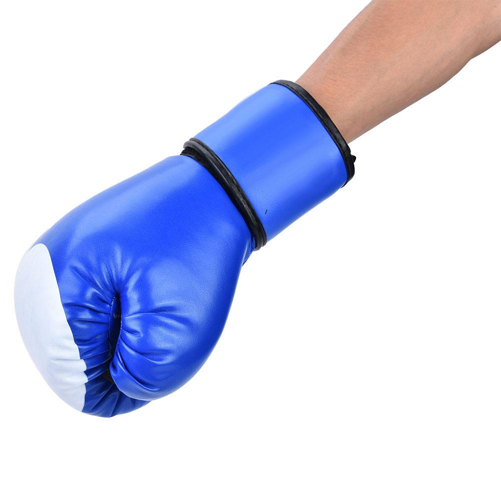 1 Pair PU Leather Boxing Gloves Sanda Punching Sparring Sandbag Training Mitts (Blue)