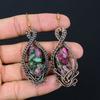 Ruby In Zoisite  Handmade Copper Wire Wrap Jewelry Earring 3.15" T3t67