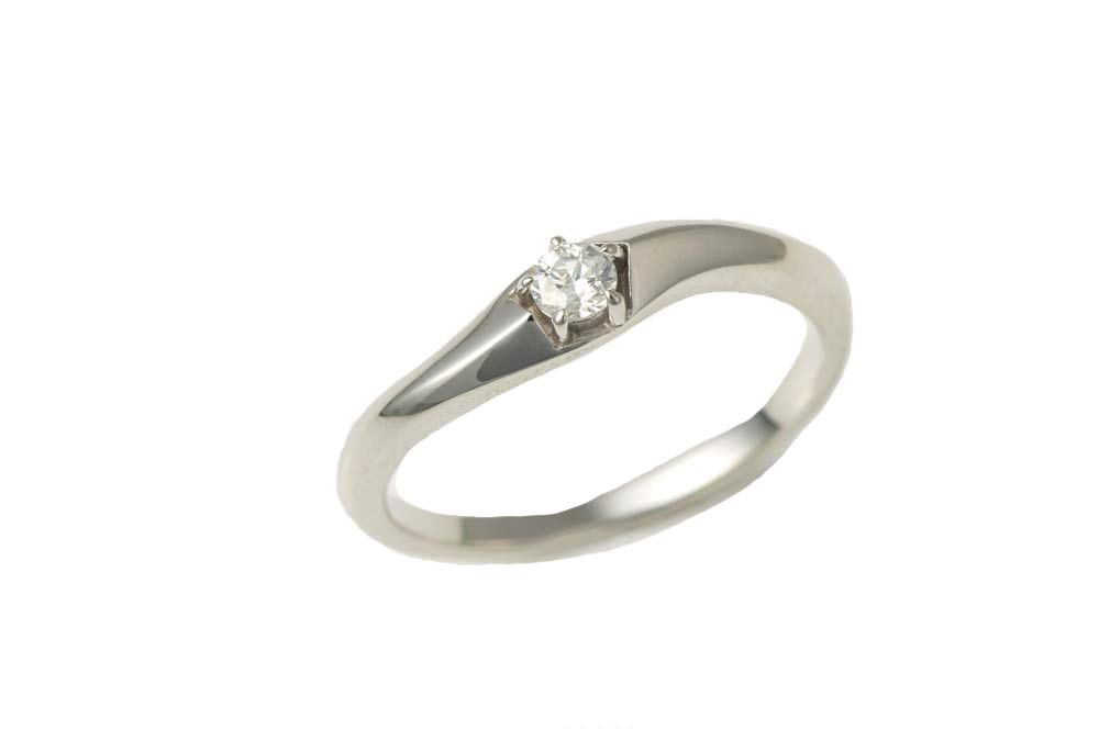 [Wish Upon a Star Twinkle] Silver 950 Simple One-Stone Ring WUSR-1773 Size 13 / White Gold