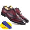 Fashion Luxury Italian Style Mens Dress Shoes Calfskin Genuine Leather Brogue Business Wedding Party Wingtip Formal Oxford Shoes for Men