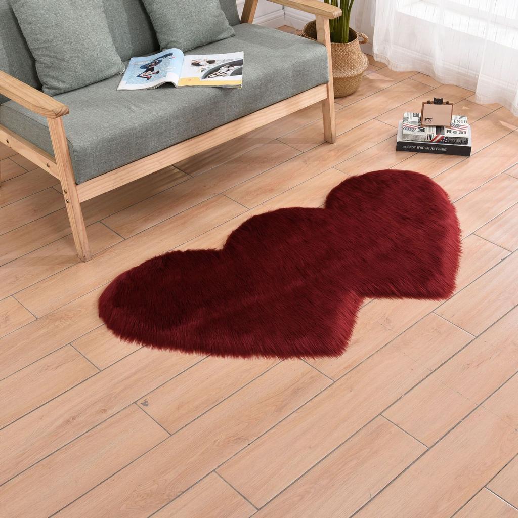 Double Heart Shape Carpets Soft Plush Doormat Floor Non Slip Rugs Living Room Sofa Plush Carpet Bedroom Cover Mattress
