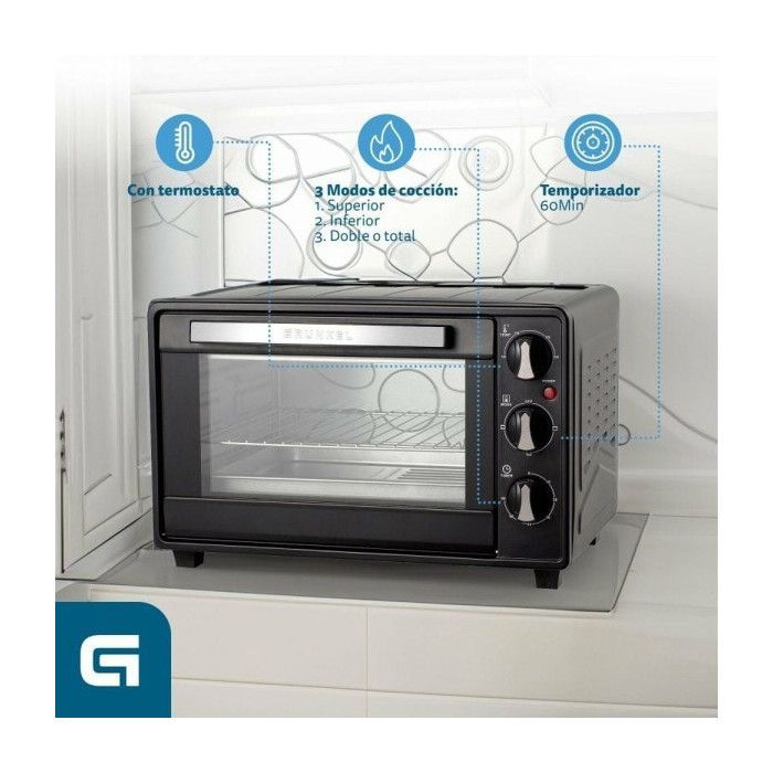 Four électrique - GRUNKEL - 23L - 1600W - Noir - Minuterie 60 min