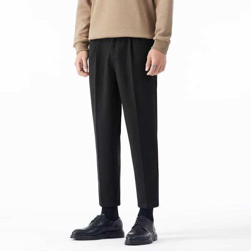 Spring and Autumn Casual Pants Men's Small Pants Nine Points Thick Loose Straight Korean Slim-fit Men's Casual Pants