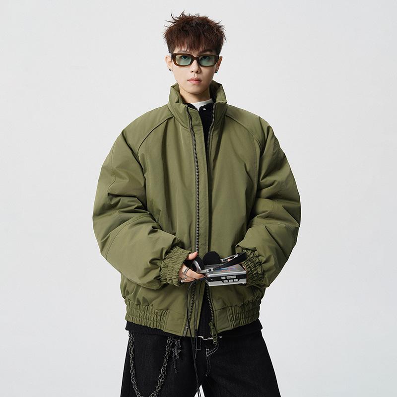 Herren Outdoor Baumwolljacke Stehkragen Reißverschluss Lockerer Schnitt Freizeit Wintermantel